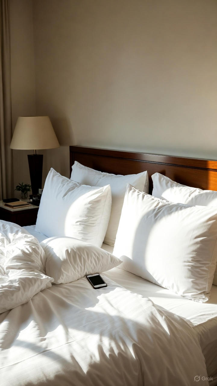 Calm hotel room interior with soft lighting – phones are commonly forgotten here, but quick steps can help recovery (2026 guide)